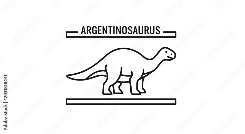 Fototapeta premium Argentinosaurus Dinosaur Outline Icon Vector Illustration