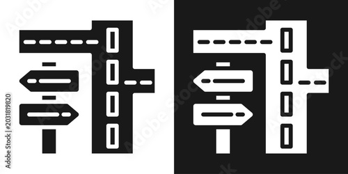 Property Direction Icon In Black And White Glyph Style
