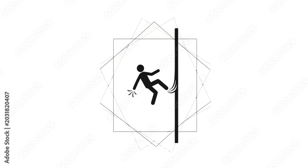 Fototapeta premium Abstract stick figure falling, concept of failure, risk, accident, and danger