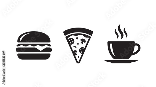 Fast Food Black Silhouette Icon Set