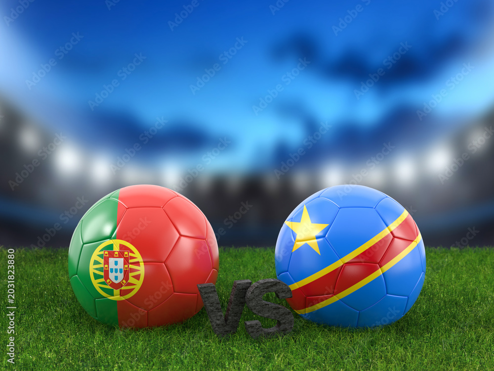 Fototapeta premium Soccer world cup group K Portugal vs Congo