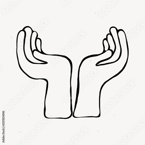 Quadro su tela Minimalist hands open gesture isolated on white