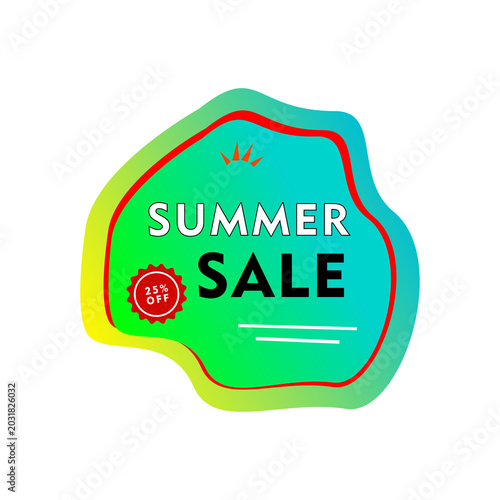 Summer sale banner template, label liquid gradient bubble geometric style artwork design, advertisement, promotion, seasonal offer vector illustration png 