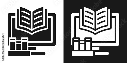 Canvas Print Study Resources Icon In Black And White Glyph Style