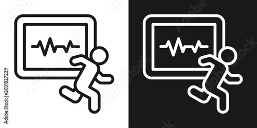 Canvastavla Heart Monitoring Icon In Black And White Line Style
