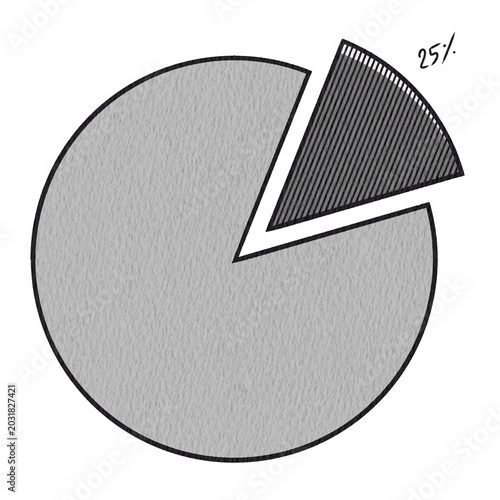Pie chart doodle icon hand drawn business analytics illustration.