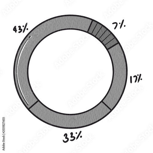 Donut chart doodle icon.