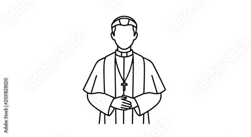 Canvastavla Cleric Icon: Priest in Cassock and Stole with Cross Necklace