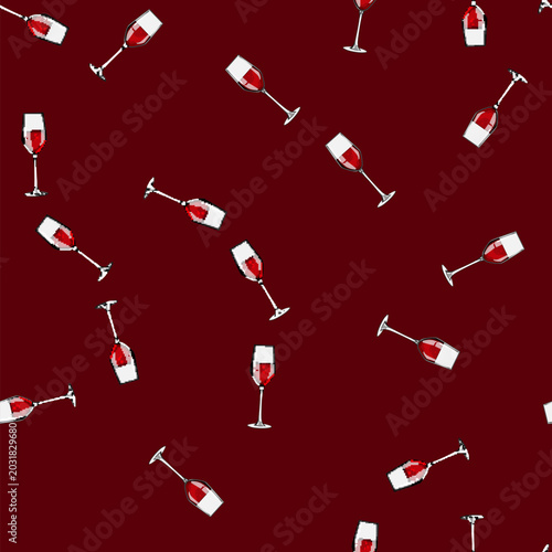 Принти на полотні seamless pattern bordeaux wine glass cartoon