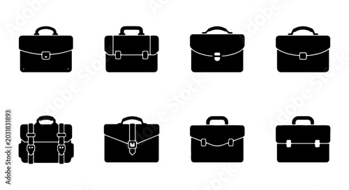 Foto Briefcase Icons Set, Business Bag Vector Collection, Professional Luggage Graphi