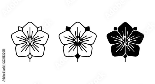 Canvastavla Japanese Cherry Blossom Vector Icons, Sakura Flower Symbols, Floral Mon Symbols,