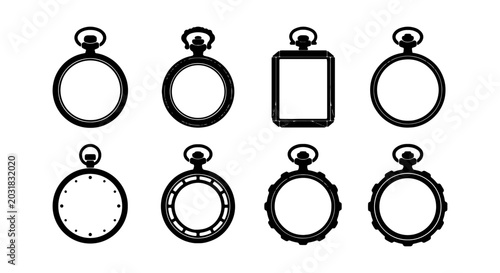 Cuadro en lienzo Pocket Watch Frames, Vintage Clock Bezels, Retro Timepiece Elements, Antique Wat