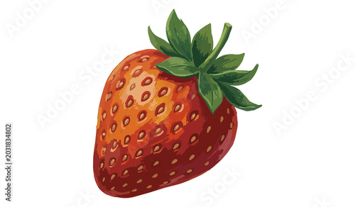 Принти на полотні Fresh strawberry gouache illustration transparent PNG, isolated red berry fruit