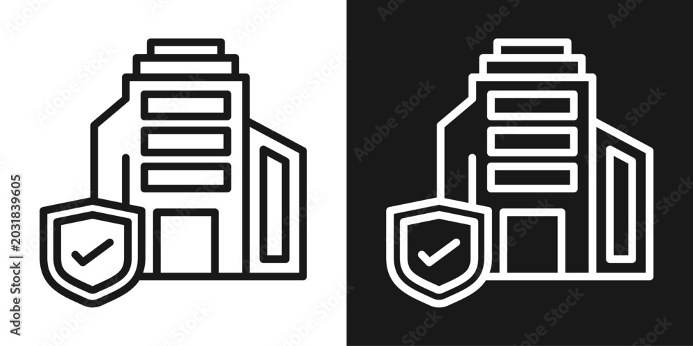 Obraz premium Property Insurance Icon In Black And White Line Style