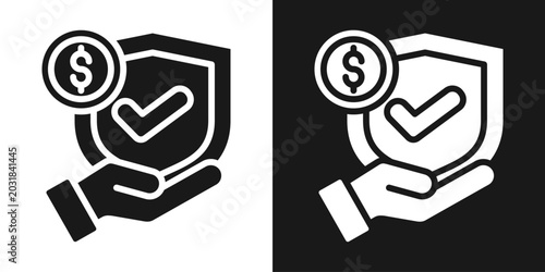 Φωτογραφία Claim Approval Icon In Black And White Glyph Style