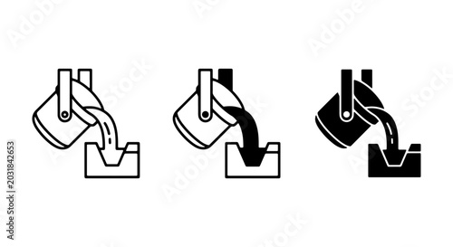 Bild auf Leinwand Metal Casting Icons, Foundry Pouring Molten Metal, Industrial Process Vector Art