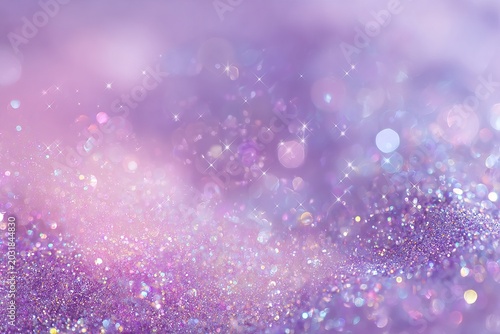 Dreamy purple glitter background with bokeh lights for magical designs.