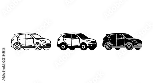 Tableau sur toile SUV Vector Icons, Compact Crossover Car Silhouettes, Modern Automotive Graphics