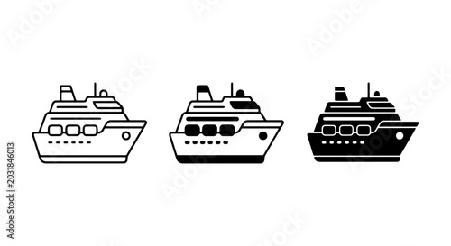 Photos Cruise Ship Icons, Vector Set: Luxury Liner, Ocean Liner, Passenger Ship, Travel