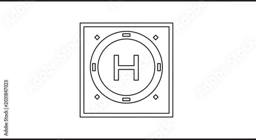 Helicopter Landing Pad Icon - H Symbol for Aviation and Safety