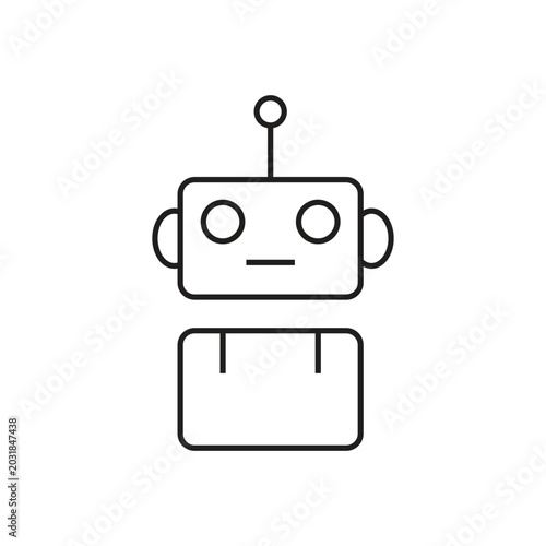 Simple chatbot robot line icon with minimal futuristic design for AI and automation projects.