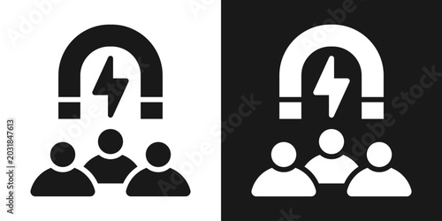 Obraz na płótnie Audience Attraction Icon In Black And White Glyph Style