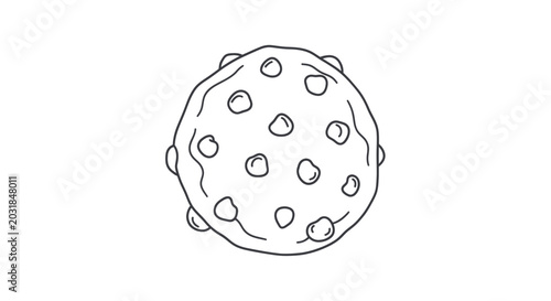 Fotografie Asteroid or Meteoroid with Craters, Hand Drawn Illustration
