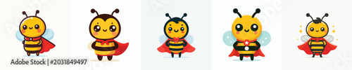 Foto cute bee wearing a superhero costume posing bravely
