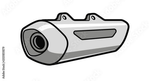 Foto Motorcycle Exhaust Muffler - Chrome Motorcycle Part Illustration
