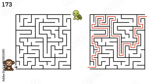 Photography Monkey and Turtle Maze for Kids