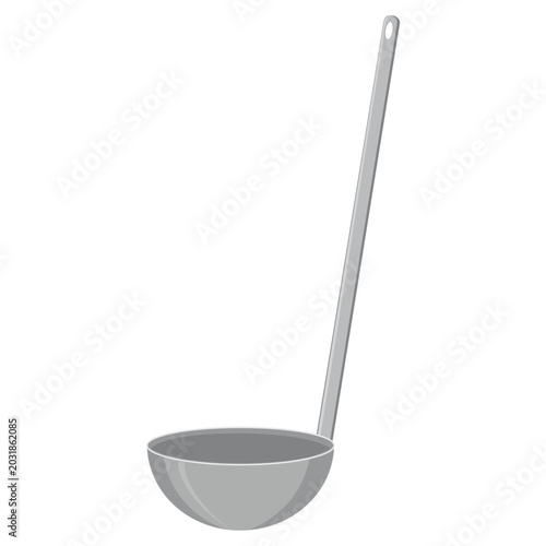 Kitchen appliance ladle, large spoon, isolated clipart illustration