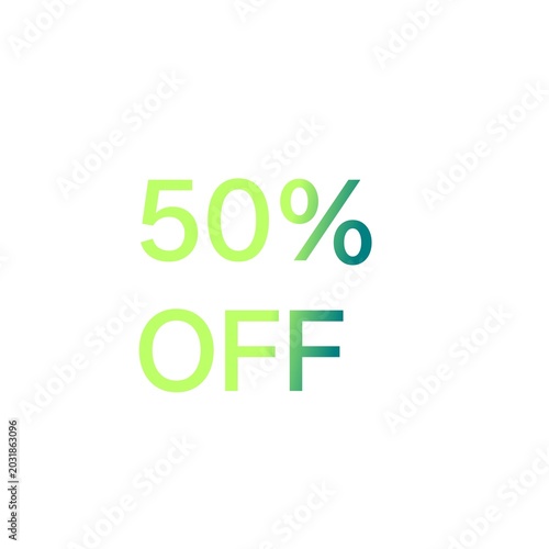 50% Off Green Gradient Discount Typography Icon Sale Promotion Text Vector