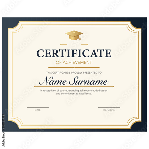 Certificate of achievement template. vector illustration