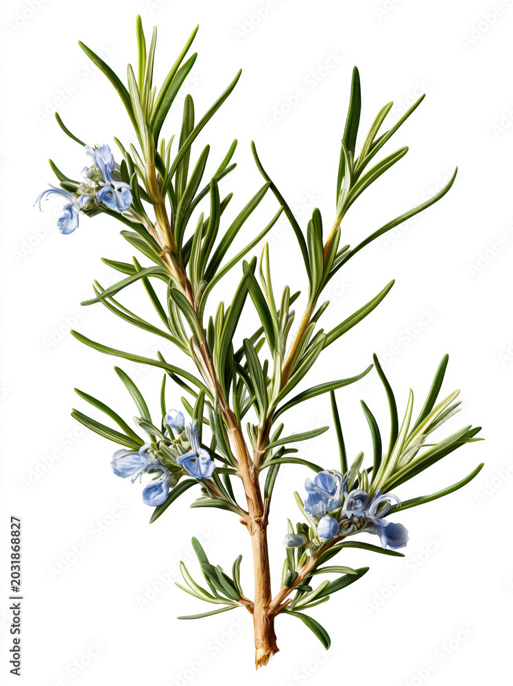 Fototapeta premium Fresh Rosemary Branch with Blue . AI generative