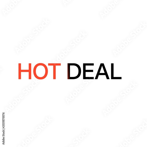 Hot Deal Red Black Typography Icon Sale Promotion Discount Text Vector Design