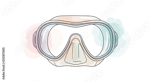 Fotografi Diving mask illustration with watercolor effect for recreational activity