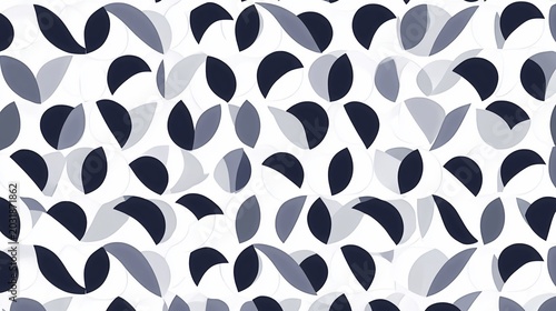 Abstract Geometric Pattern Seamless Background, Dark Blue and Grey Shapes on White