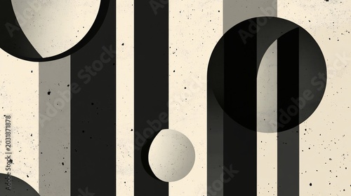 Abstract Geometric Shapes and Stripes Background with Retro Texture