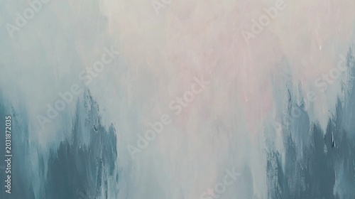 Abstract pastel blue and white brush strokes, soft textured background, minimalist art