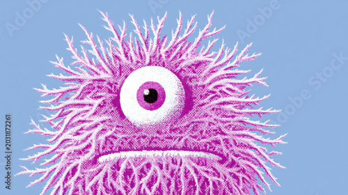 Spiky Pink Eye Monster Character for Children's Books and Game Designs