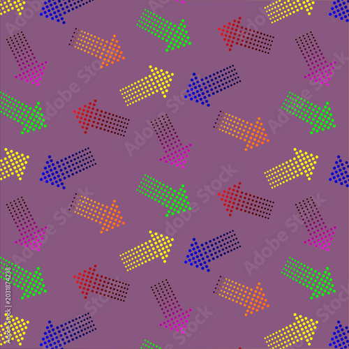 Seamless pattern with dot effect arrow sign, gradient Background, Abstract vector illustration