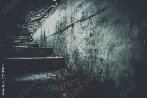 Eerie Stairway Leading into Darkness - A Descent into the Unknown.