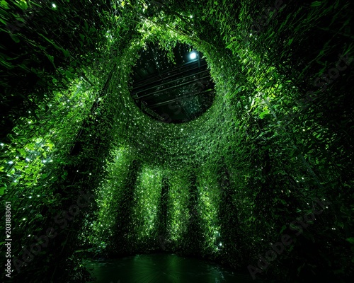 Mystical Green Tunnel - A Glimpse into Natures Enigmatic Embrace.