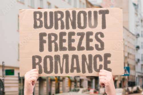 Obraz na płótnie "Burnout Freezes Romance" Exhausting schedules reduce emotional warmth between affectionate loving couples