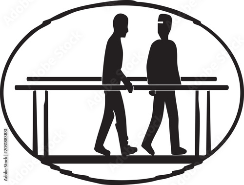 Tableau sur toile Rehabilitation Parallel Bars Walking Support System with Therapist Assistance Si