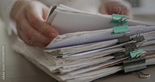 Working on documents and files in the office