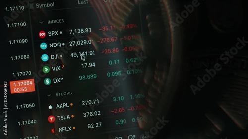 A wallet with dollar bills and foreign currency in an investor  investment portfolio. Financial and stock markets, charts and candlesticks. Economic trend analysis. Digital assets, crypto, bitcoin