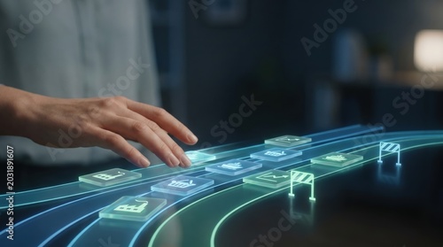 Policy Divergence - Soft close-up of a hand moving growth tiles at varying speeds on a minimal, clean digital interface.