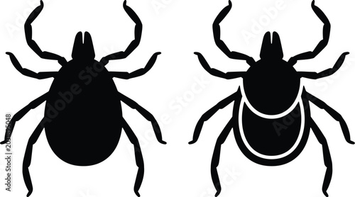 Black silhouette tick icons set for medical and educational use