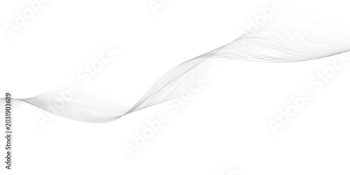 Tableau sur toile Abstract Grey Wave with Thin Parallel Lines on White Background Vector Illustrat